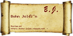 Bohn Jolán névjegykártya