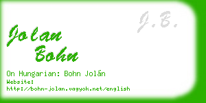 jolan bohn business card